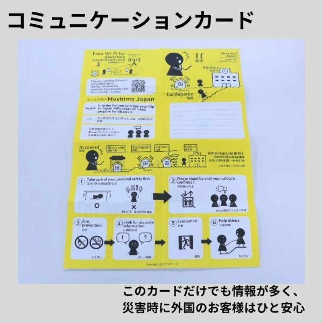 インバウンド向け 防災グッズ コミュニケーションカード+ネットホルダー